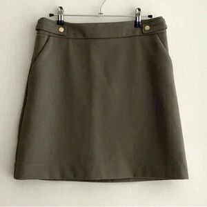 H&M Olive Green A-Line Mini Skirt with Gold Button Detail